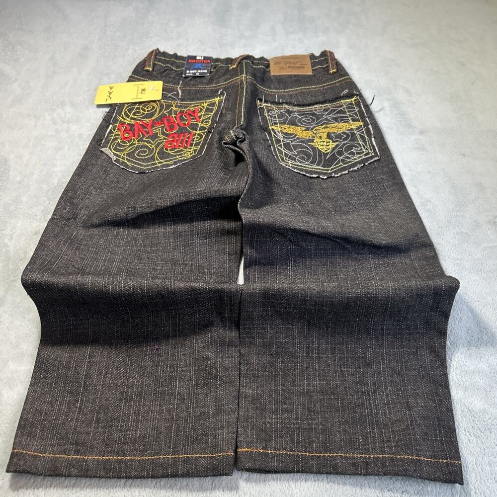 Y2k 2000s Beyond Baggy Embroidered Jeans Youth Medium 25x18 Loose Hamilton Wide